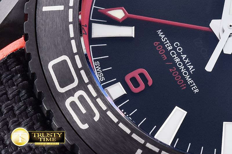 오메가 Planet Ocean GMT Deep Black PVD/RU Red JHF A5833 Mod -OMG0484A
