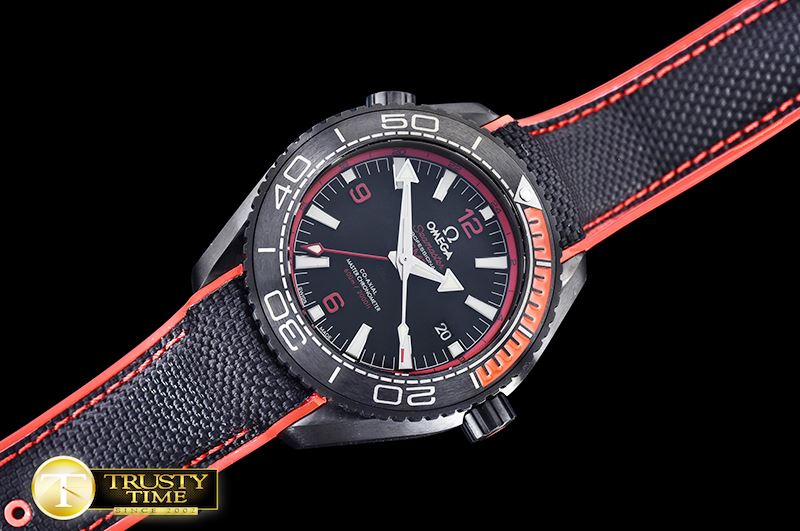 오메가 Planet Ocean GMT Deep Black PVD/RU Red JHF A5833 Mod -OMG0484A