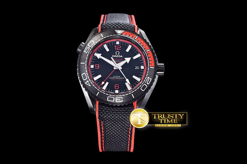 오메가 Planet Ocean GMT Deep Black PVD/RU Red JHF A5833 Mod -OMG0484A