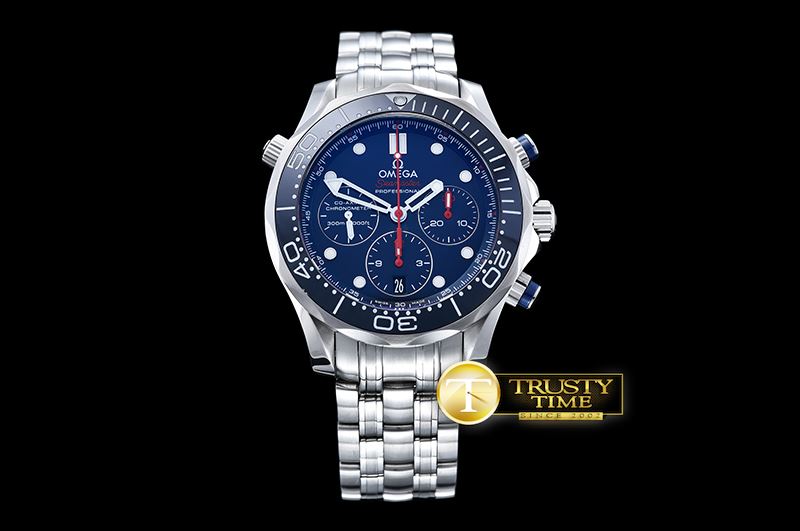 오메가 Seamaster Chrono SS/SS Blue/Blue BP A7750 -OMG0500D
