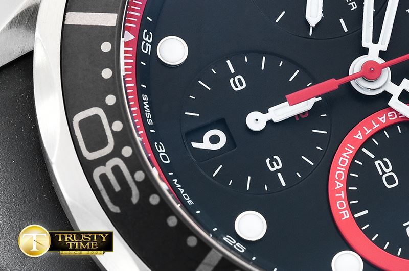 오메가 Seamaster Chrono America Cup SS/RU Blk/Red BP A7750 -OMG0503