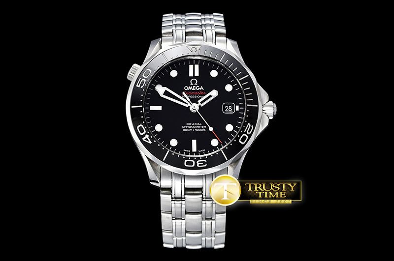 오메가 Seamaster Diver 300m CoAxial Cer SS/SS Blk JHF A2836 -OMG0526B