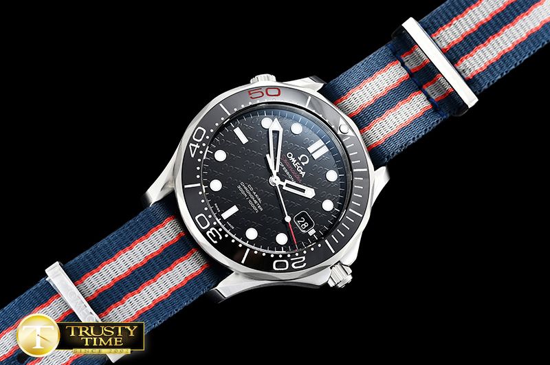 오메가 Seamaster 007 James Bond 50th SS/NY Black BP A2836 -OMG0528