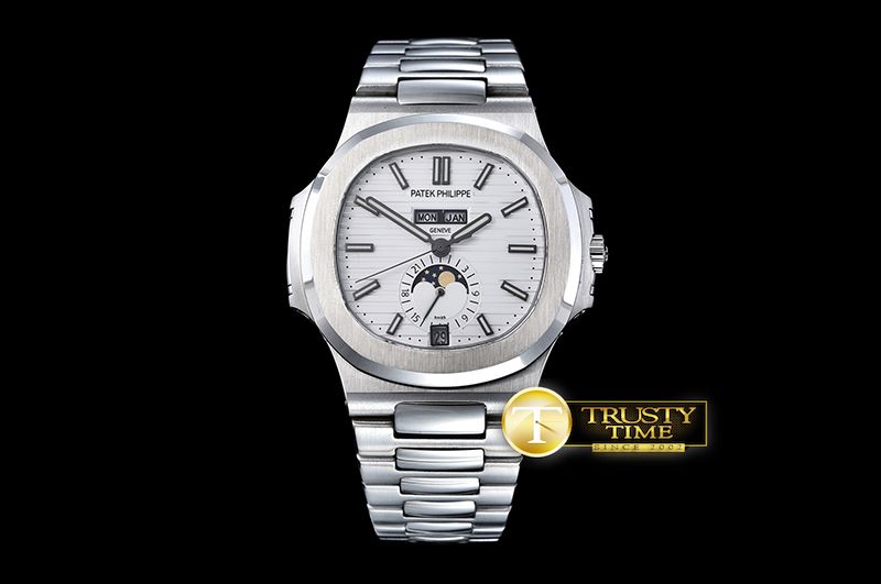 파텍필립 Nautilus GMT MoonPhase SS/SS White Asia 23J Calendar -PP0235