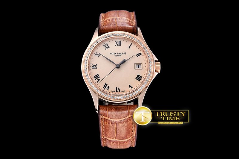 파텍필립 Calatrava Ref.5117 Diams RG/LE Cream Roman MY9015 Mod -PP0241C