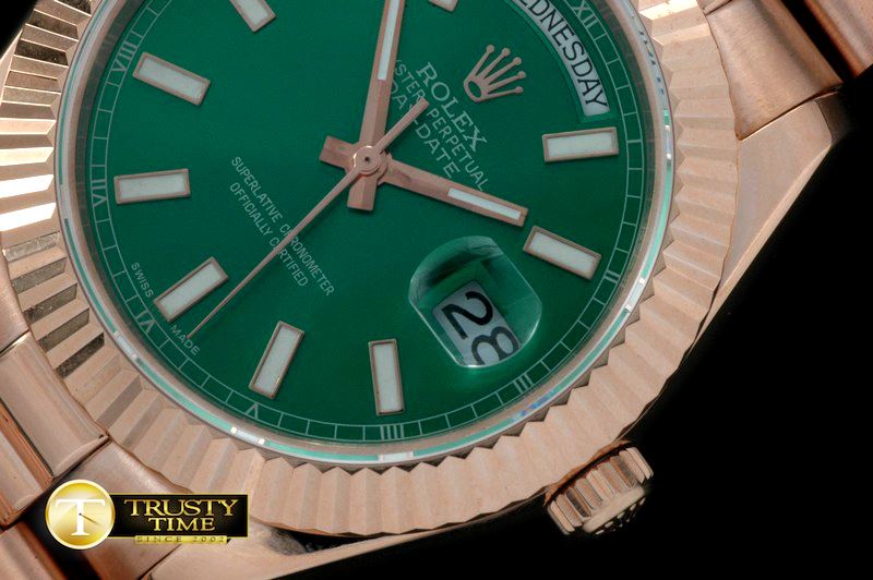 롤렉스 President/Fluted RG Green Sticks Asian Clone 2836 -R2DD0193A