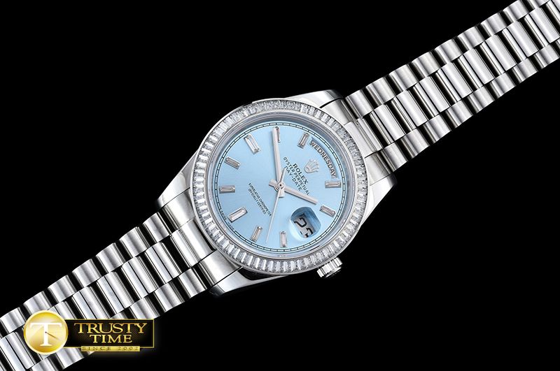 롤렉스 DayDate 41mm SS/SS Pres Baug Blue Stk Diam Asia 3255 -R2DD0194A