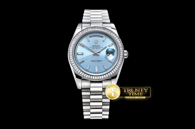 롤렉스 DayDate 41mm SS/SS Pres Baug Blue Stk Diam Asia 3255 -R2DD0194A