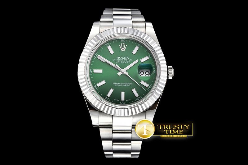 롤렉스 DJ2 41mm Oyst Flt SS/SS Green Stick BP A3136 Mod -R2DJ0213B