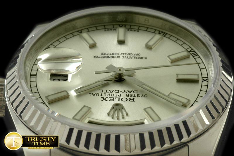 롤렉스 DayDate Fluted Silver SS/SS Swiss Eta 2836/3186 -RDD0177B