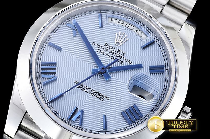 롤렉스 DayDate 228206 SS/SS Blue Roman Smooth BP Swiss 2836 -RDD0197B
