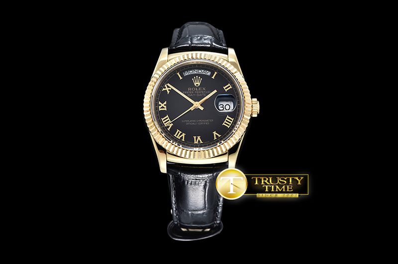 롤렉스 DayDate 36mm YG/LE Black Roman A2836 -RDD0198A