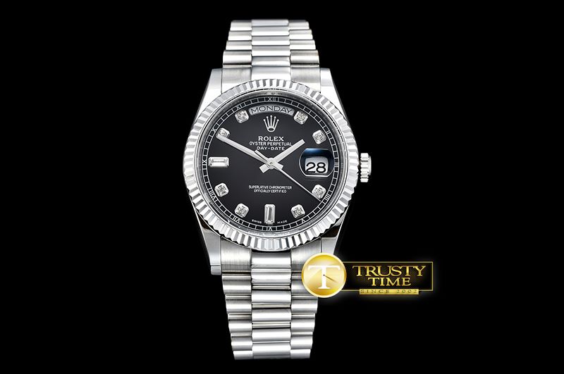 롤렉스 DayDate 36mm Flt SS/SS Black Diam BP Swiss 2836 -RDD0215A