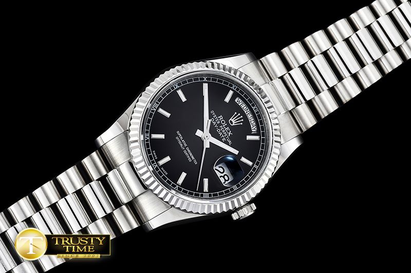 롤렉스 DayDate 36mm Flt SS/SS Black Stick BP Swiss 2836 -RDD0215D