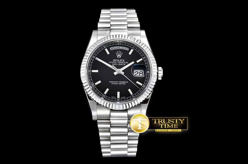 롤렉스 DayDate 36mm Flt SS/SS Black Stick BP Swiss 2836 -RDD0215D