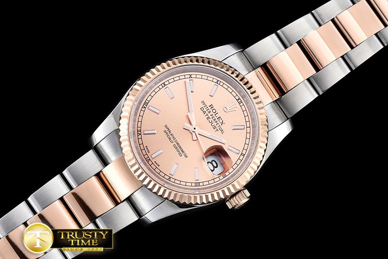 롤렉스 DateJust Mens 36mm RG/SS Rose Gold BP Asia 2836 -RDJ0261B