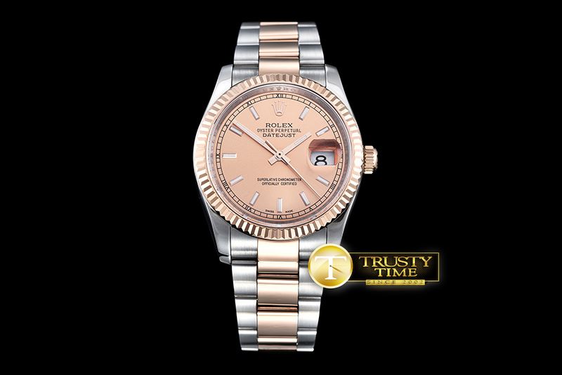 롤렉스 DateJust Mens 36mm RG/SS Rose Gold BP Asia 2836 -RDJ0261B