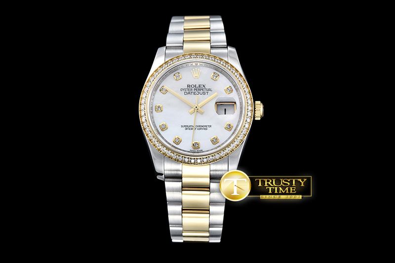 롤렉스 DateJust Mens 36mm YG/SS White MOP Diam BP Asia 2836 -RDJ0261C