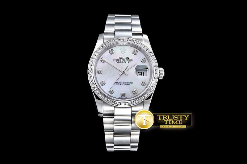 롤렉스 DateJust Mens 36mm SS/SS Wht MOP Diam BP Asia 2836 -RDJ0261E