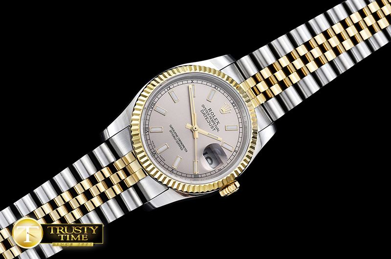 롤렉스 DJ 36mm Jub Flt YG/SS Light Grey Stk BP A3135 Mod -RDJ0275F