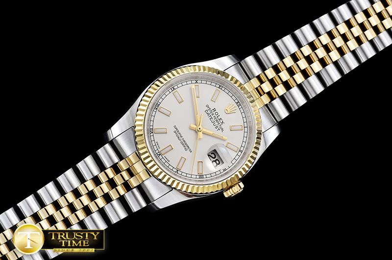 롤렉스 DJ 36mm Jub Flt YG/SS White Thick Lume BP A3135 Mod -RDJ0295B