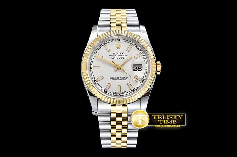 롤렉스 DJ 36mm Jub Flt YG/SS White Thick Lume BP A3135 Mod -RDJ0295B