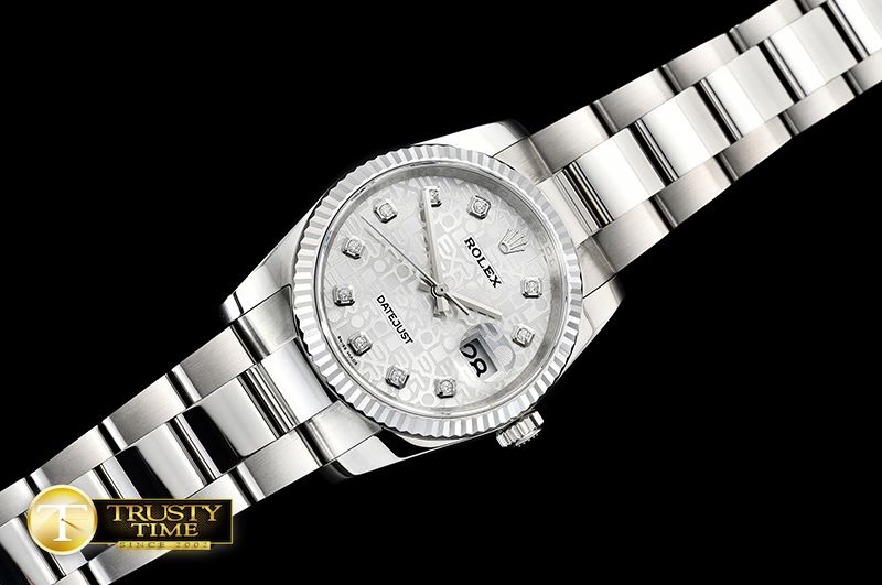 롤렉스 DJ 36mm Oyst Fluted 904L SS/SS Silver Diam DJF A3135 -RDJ0304C