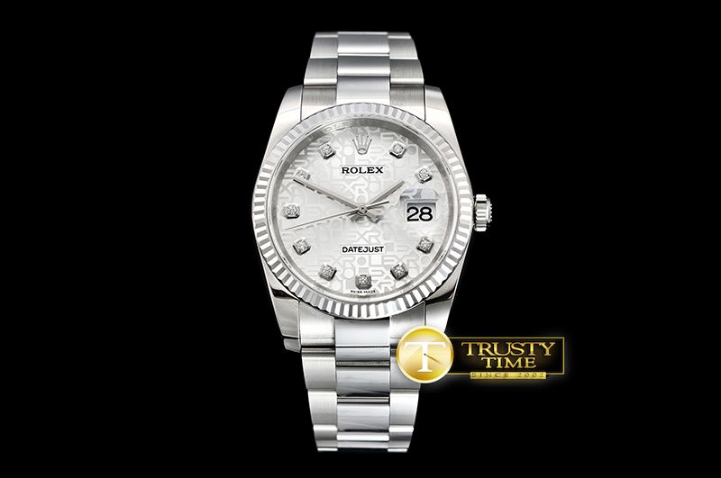 롤렉스 DJ 36mm Oyst Fluted 904L SS/SS Silver Diam DJF A3135 -RDJ0304C