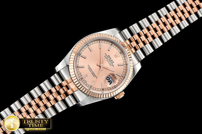 롤렉스 Datejust 36mm Flt RG/SS Rose Gold/Stk ARF Asia SH3135 -RDJ0306A