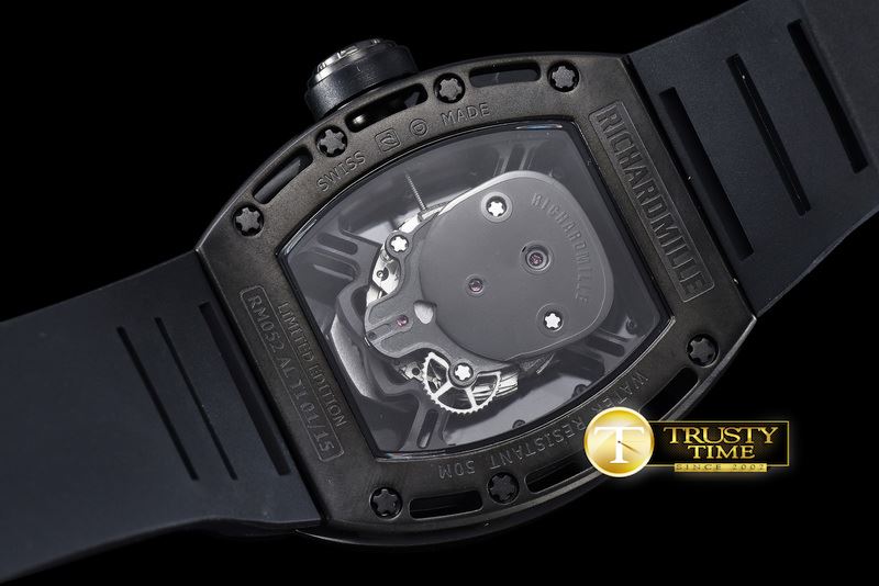 리차드밀 Skull Tourbillon PVD/RU Black Asian 21J Decorated Movt -RM088B