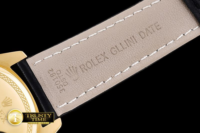 롤렉스 Cellini Date YG/LE Blk/Wht Num/Sticks Asia 2824 -ROLCEL071F