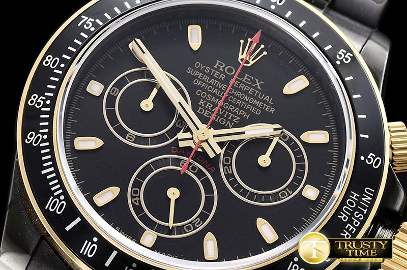 롤렉스 Daytona Kravitz LK01 DLC/DLC Black/Gold BP V2 A7750 -ROLDYT0224A