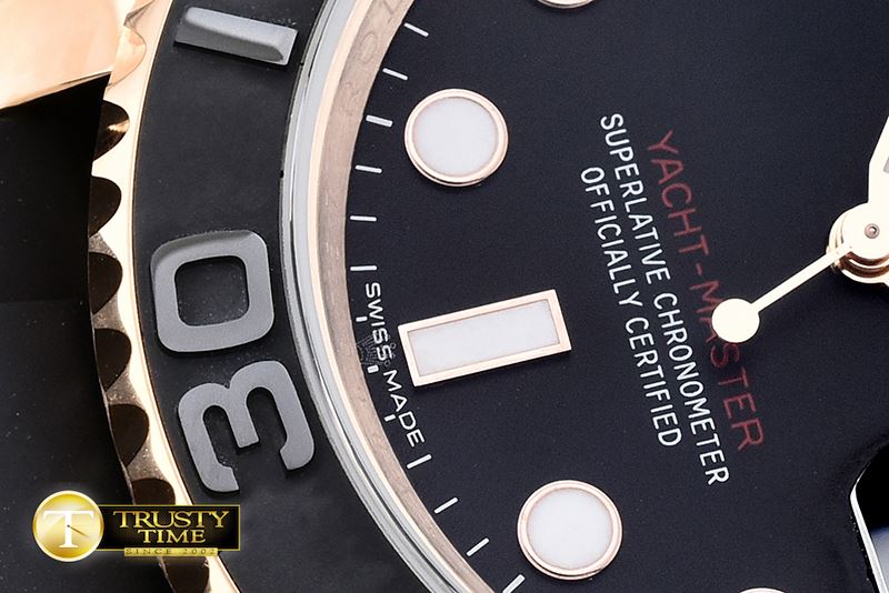 롤렉스 YachtMaster 116655 RG/RU Cer Bez Black JF A2836 -ROLYM101B