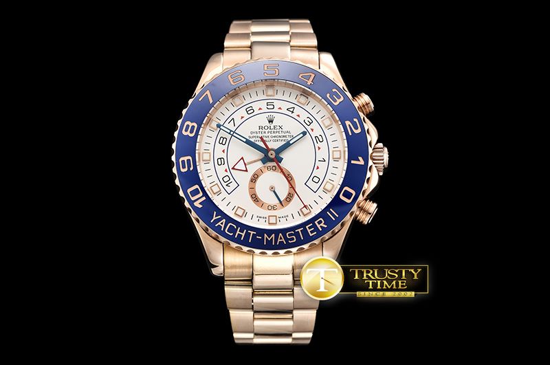 롤렉스 YachtMaster II Blue RG/RG White BP Asia 2813 Mod -ROLYM121