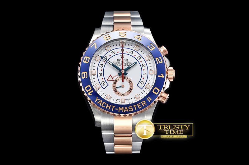 롤렉스 YachtMaster 116681 Blue RG/SS White JF Asia 7750 Mod -ROLYM130