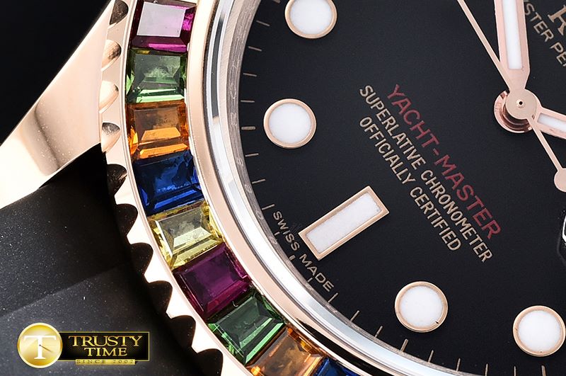 롤렉스 YachtMaster 40 116695SATS RG/RU Black BP Swiss 2836 -ROLYM135B