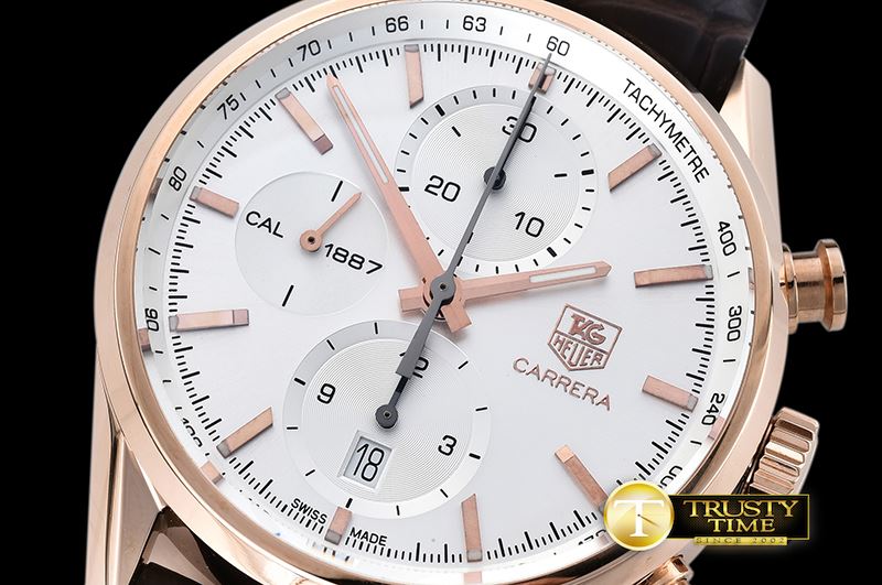 태그호이어 Tag Carrera Cal. 1887 RG/LE White V6F Asia 7750 -TAG0294B