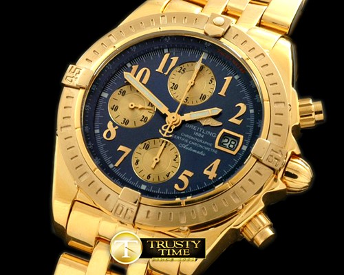 브라이틀링 Chronomat Evo YG/YG Blue Num A7750 28800bph -BSW0196N