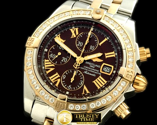 브라이틀링 Chronomat Evo SS/YG Brown Roman A7750 28800bph -BSW0198E