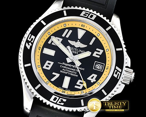 브라이틀링 SuperOcean II 42mm SS/RU Blk/Yellow GMF Asia 2824 -BSW0356E