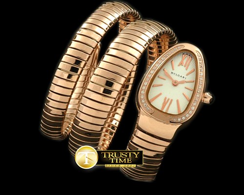 불가리 Serpenti Snake RG White Swiss Quartz -BVG0054C