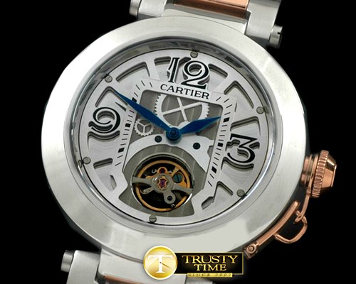 까르띠에 Pasha Tourbillon 32mm SS/RG White Miyota 9015 -CAR0312A