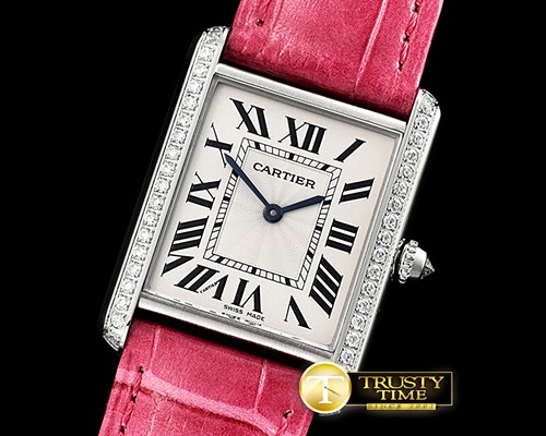 까르띠에 Cartier Tank Solo Mens Diams SS/LE White XF Swiss Qtz -CAR0406C