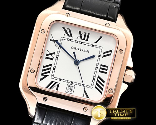 까르띠에 Santos De Cartier 2018 Mens RG/LE Wht Swiss Qtz -CAR0429B