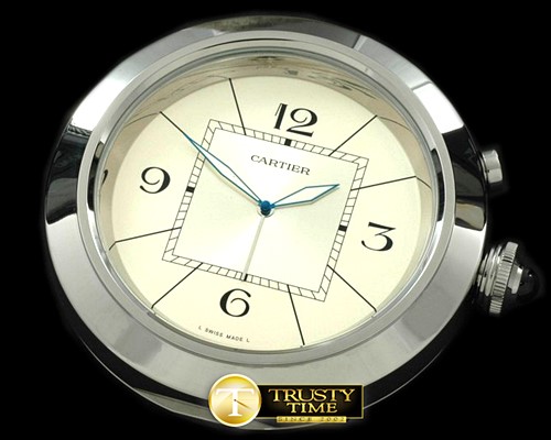 까르띠에 Seatimer Style SS White Alarm Clock with Boxset -CARACC004A
