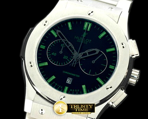 위블로 Classic Fusion Chrono SS/SS Black/Green Jap Quartz -HUB0220A