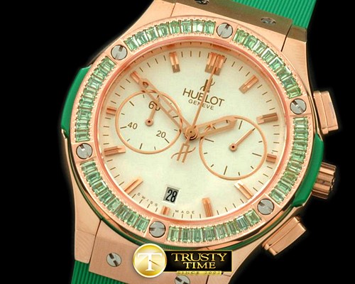 위블로 Ladies Classic Fusion Chrono RG/RU Wht/Green Jap Qtz -HUB0248H