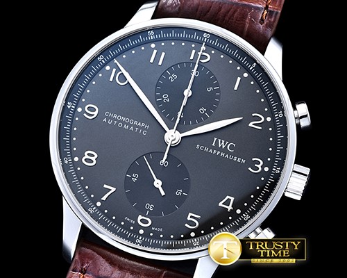 IWC Portuguese Chrono SS/LE Grey/Black ZF A79350 Mod -IWC0358