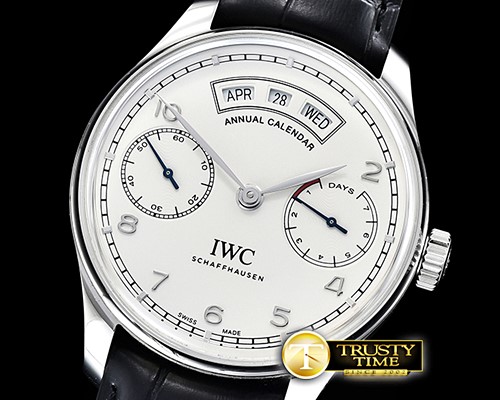 IWC Portugieser Annual Cal IW503502 SS/LE Wht ZF A52850 -IWC0424B