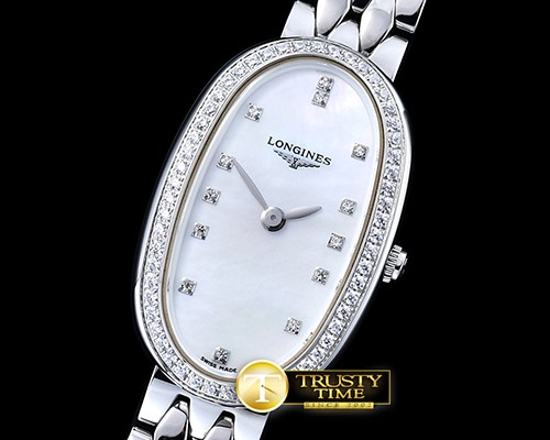 론진 Elegance Ladies Diams SS/SS Wht MOP TWF Swiss Qtz -LON013A